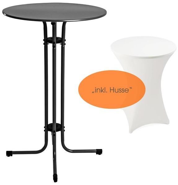 Stehtisch Bistrotisch Metall Garten Tisch Ø 70 cm Bartisch Schwarz inkl. Husse