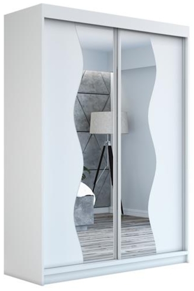 Schwebetürenschrank RIMA 2-türig Schrank 180 cm (mit Spiegel) Farbe: Weiß