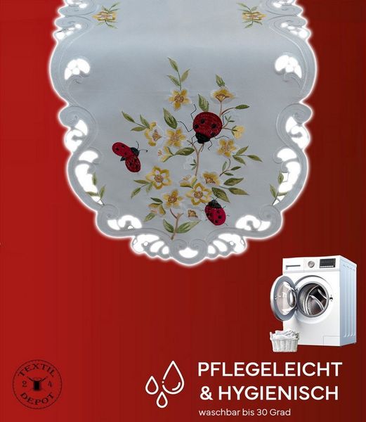 texpot Tischdecke Tischläufer Stickerei Marienkäfer Ostern Frühling (1-tlg)