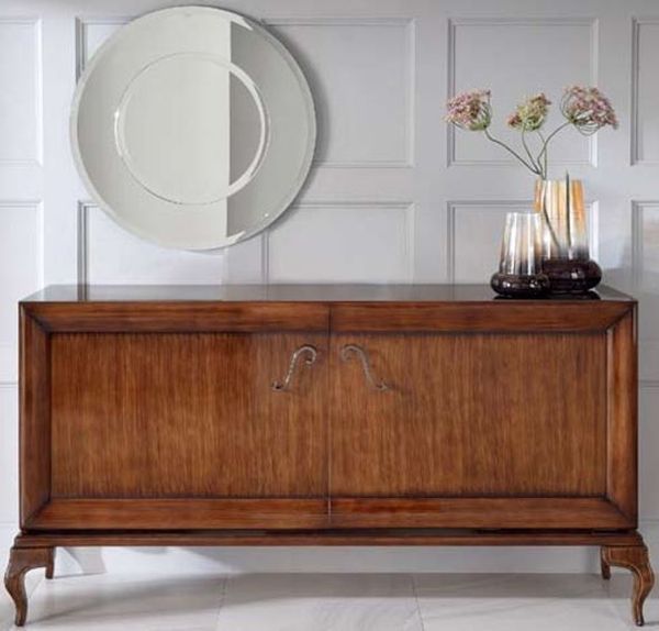 Casa Padrino Luxus Neoklassik Kommode mit 2 Türen Braun 187 x 52 x H. 95 cm - Massivholz Sideboard - Art Deco Wohnzimmer Möbel