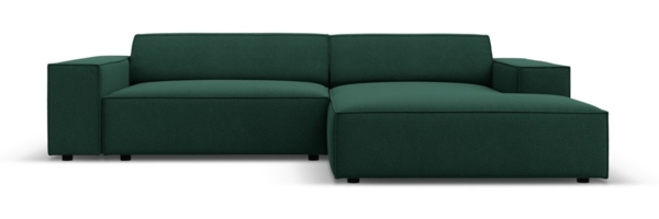 Micadoni Ecksofa Jodie 3-Sitzer Strukturierter Stoff Grün Rechts