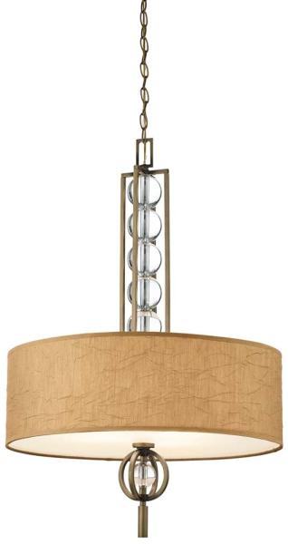 Deckenleuchte, Hängelampe, Leinen Glas Kristalle, Bronze