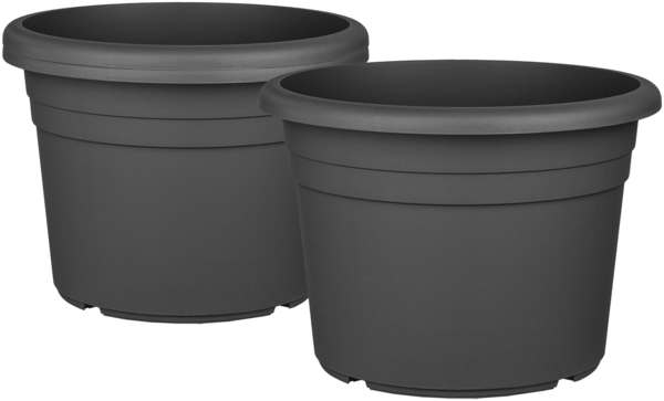 BigDean 3X Blumentopf Ø 40 cm Farbe Anthrazit Kunststoff Pflanztopf Containertopf Übertopf Pflanzkübel rund 40 x 28 cm