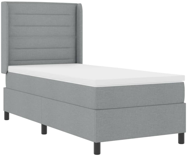 vidaXL LED Boxspringbett mit Matratze Hellgrau 90x200 cm Stoff 3343420