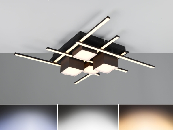 LED Deckenleuchte ROGER Schwarz mit Fernbedienung, Breite 70cm