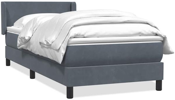 vidaXL Boxspringbett mit Matratze Dunkelgrau 90x220 cm Samt 3317974