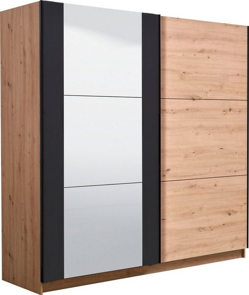 INOSIGN Schwebetürenschrank Sardinia, Kleiderschrank mit Spiegel, FSC®-zertifiziert inklusive Inneneinteilung, 217x210x62,5cm, ABS Schutzkanten