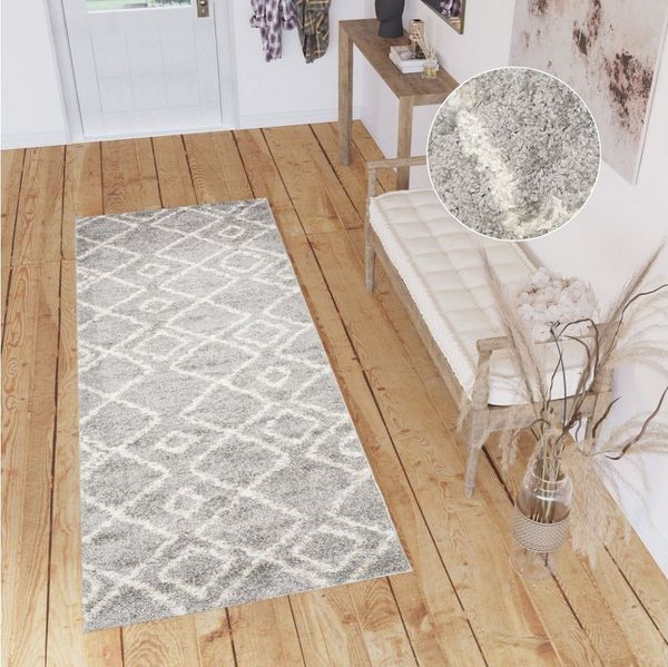 Tapiso Hochflor-Läufer DELHI, rechteckig, Höhe: 30 mm, Wohnzimmer, Schlafzimmer, Shaggy