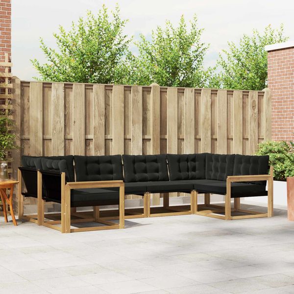 vidaXL Outdoor-Sofagarnitur mit Kissen 6 pcs Weiß und Schwarz 3389014
