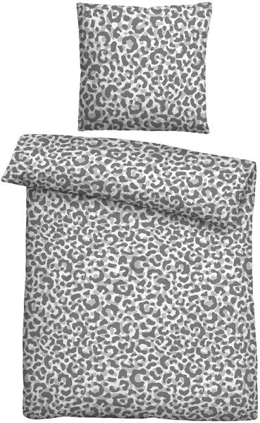 Traumhaft schlafen - Castell - Markenbettwäsche Baumwoll Seersucker Bettwäsche 0020761 LEO, silber/grau, 1x 155x220 cm + 1x 80x80 cm