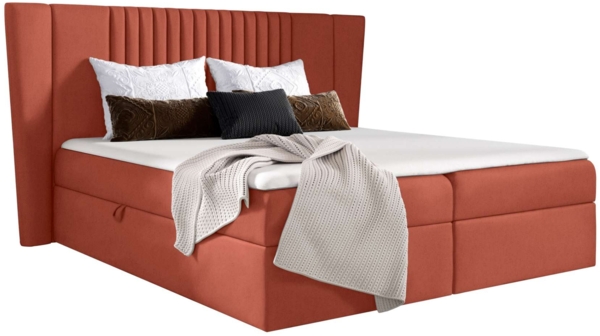 99rooms Orlando Boxspringbett 200x200 cm Velours MONOLITH Korallenrot Bild 2