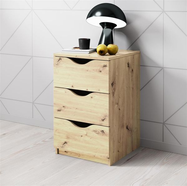 Nachtkommode >Luki< in Artisan Eiche Nachbildung - 40x64x42cm (BxHxT)