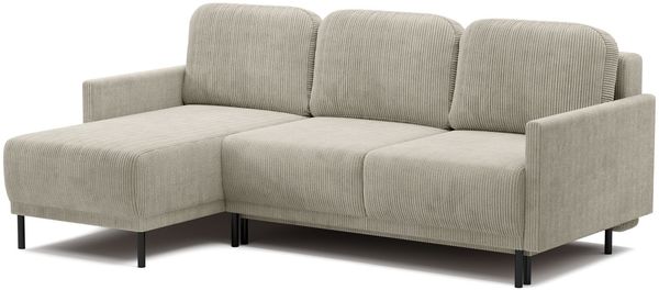 Selsey 'Hamiel' Ecksofa mit Schlaffunktion & Bettkasten, Cord, Universal, Hellbeige
