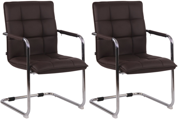 CLP 2er Set Stühle Gandia Kunstleder mit Armlehnen,braun chrom