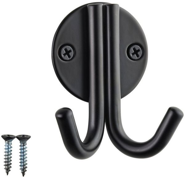 SO-TECH® Kleiderhaken Garderobenhaken ELEN 65 x 78 x 33 mm doppelt mit Schrauben, (1-St), Stahl Schwarz