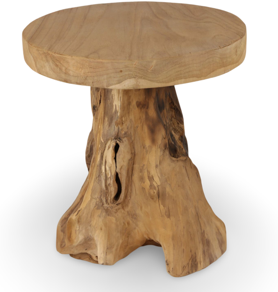 Runder Beistelltisch 40x45cm aus Teakholz Couchtisch Nachttisch Echtholz unbehandelt