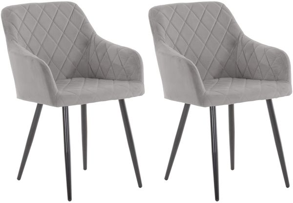 CLP 2er Set Esszimmerstuhl Shila,grau Samt