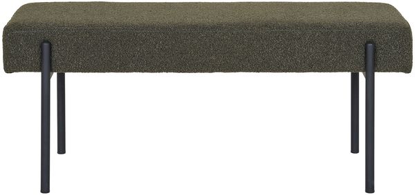 House Nordic Bank, Bouclé, dunkelgrün, schwarze Beine, 100x36x42,5 cm, HN1241