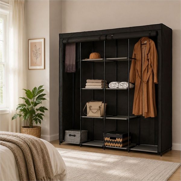 HTI-Living Stoffschrank Stoffschrank XL Lena Dunkelgrau (Stück, 1-St, 1 Stoffschrank, ohne Dekoration) Kleiderschrank