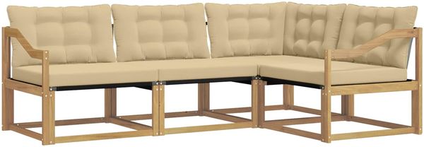 vidaXL Outdoor-Sofagarnitur mit Kissen 4 pcs Weiß und Beige 3388647 Bild 2