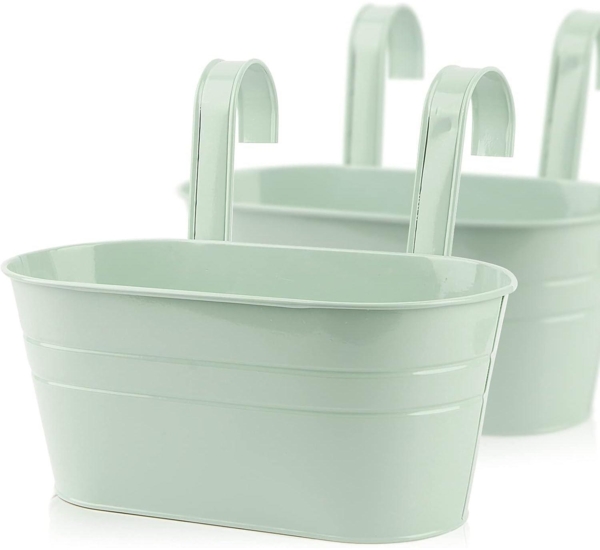 2er Set Metall Hängender Blumentopf Balkon Garten Dekoration 27.5 * 13.9 * 12cm