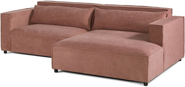 Ecksofa Ottomane rechts Geflechtstoff 266x150x80 rosa FINN