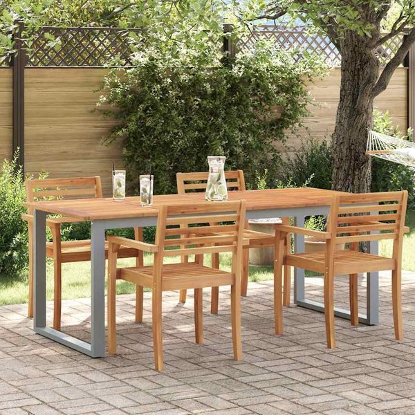 vidaXL Gartentisch Grau 200 x 90 x 75 cm Massivholz Akazie 4010597