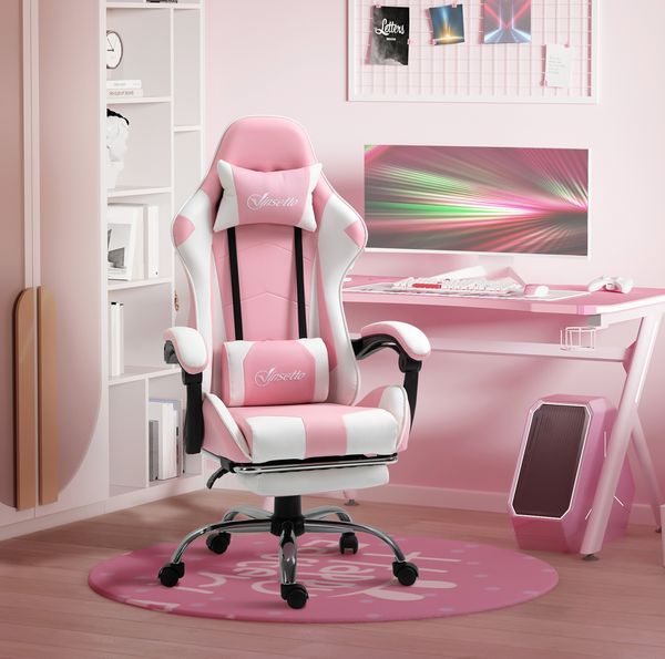 Bürostuhl 64 x 67 x 119-127 cm höhenverstellbar mit Fußstütze, Gaming-Design, 1 St.