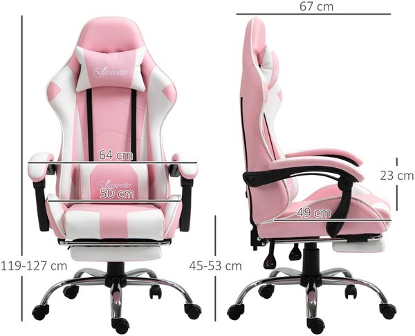 Bürostuhl 64 x 67 x 119-127 cm höhenverstellbar mit Fußstütze, Gaming-Design, 1 St. Bild 2
