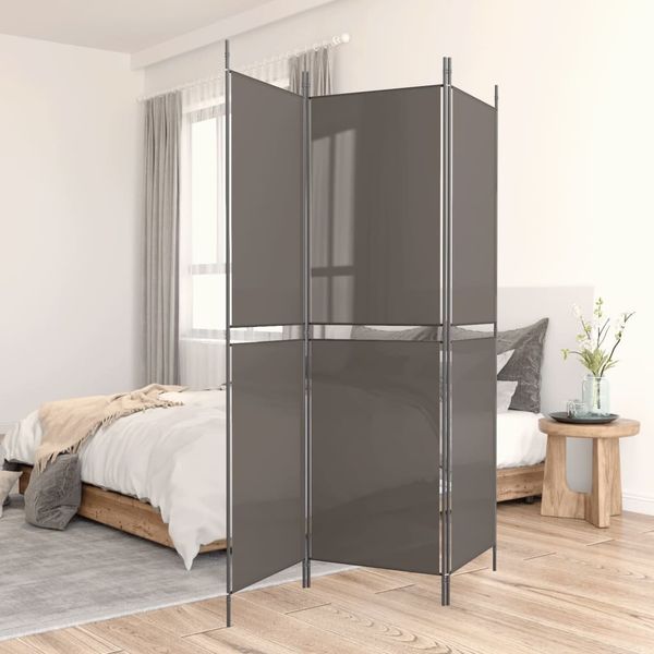 vidaXL 3-tlg. Paravent Anthrazit 150x180 cm Stoff 350212