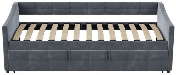 Gdood Polsterbett Tagesbett Daybett Ausziehbett (1-tlg), Schlafsofa, Mit Unterbett, zwei 90x200 cm, Lattenrost, Samt Bild 2