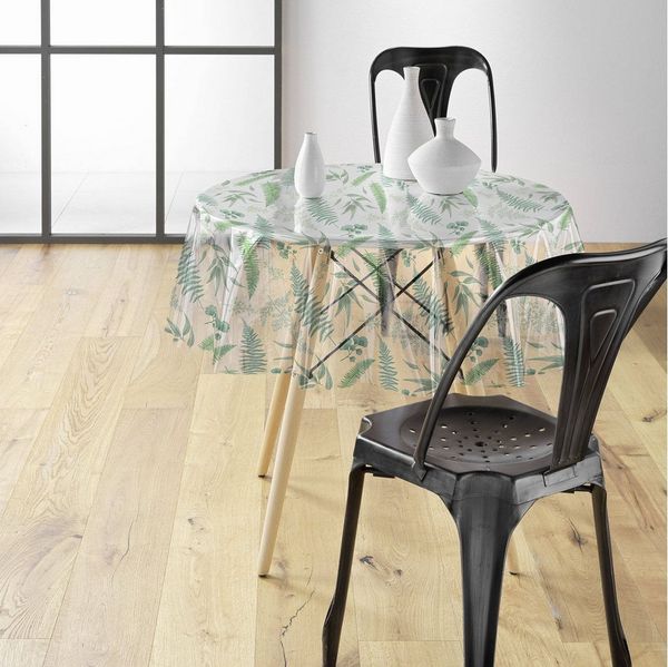 Douceur d'intérieur Tischdecke Durchsichtige Tischdecke aus PCV mit Pflanzenmuster AUREA, Ø 140 cm (Tischdecken 1-tlg)