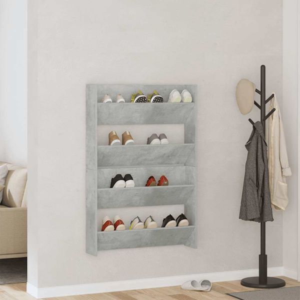vidaXL Wand-Schuhschränke 2 Stk. Betongrau 80x18x60 cm Holzwerkstoff 806750