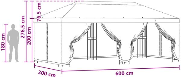 vidaXL Pavillon mit Seitenwänden 6 x 3 m Beige Polyester und Stahl 190 3375994 Bild 6
