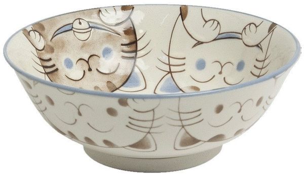 WestCraft Snackschale Tokio Japan Design Katzen Schalen Kawaii Cat Tayo Schüssel Blue & Pink, Porzellan, (1-tlg), Ramen Reis Nudel Suppen Dessert Bowl, Kawaii Cat