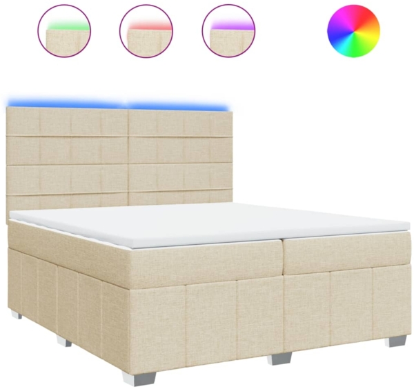 vidaXL Boxspringbett mit Matratze Creme 200x200 cm Stoff 3294080