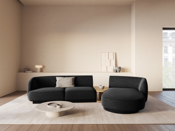 Micadoni Modulares Sofa Miley mit Recamiere 3-Sitzer Rechts Chenille Eden Anthrazit Bild 5