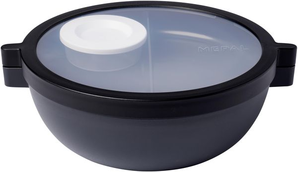 Mepal - Bento Schüssel Vita - Brotdose mit Fächern - Extra Dressing-Deckel & Tablett - Bentobox - Salatbox to-go - 1500 ml - Nordic black