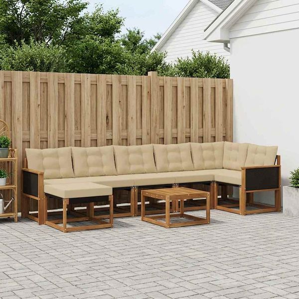 vidaXL Outdoor-Sofagarnitur mit Kissen 8 pcs Natur und Beige 3382105