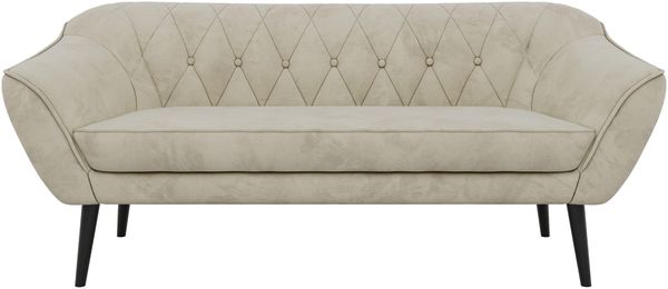 Sofa, Wohnzimmersofa PIRS 3, Skandinavisches Sofa 3-Sitzer, Sofa mit Wellenfederung, schwarze Füße, Breite 180 cm Hoher Sitzkomfort - Beige Velvet Bild 7