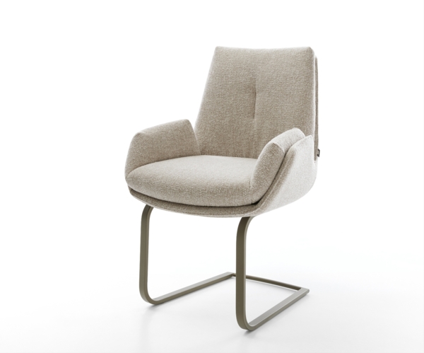 Freischwinger Clea-Flex Webstoff Soft Beige Freischwinger flach Effektfinish Titan