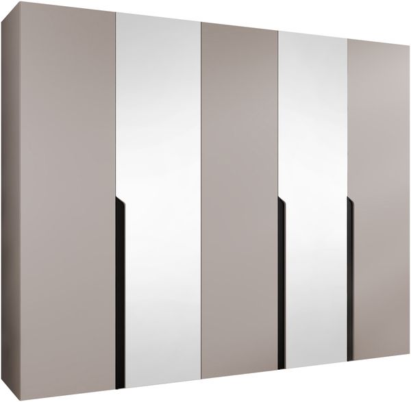 Kleiderschrank Veluna II 250 (Farbe: Cashmere / Cashmere + Schwarz)