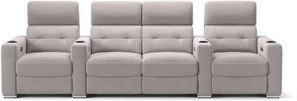 Sofanella Kinosofa BARI Viersitzer Heimkino Stoffcouch in Hellgrau