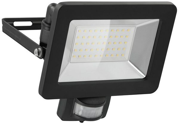goobay 53883 LED Strahler Bewegungsmelder Außen 50W / PIR Sensor Außenstrahler IP44 / Neutralweißes Licht 4250 lm/LED Scheinwerfer Fluter Wandmontage/Gartenstrahler/Schwarz