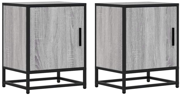 vidaXL Nachttische 2 Stk. Grau Sonoma 40x31x50 cm Holzwerkstoff Metall 848716