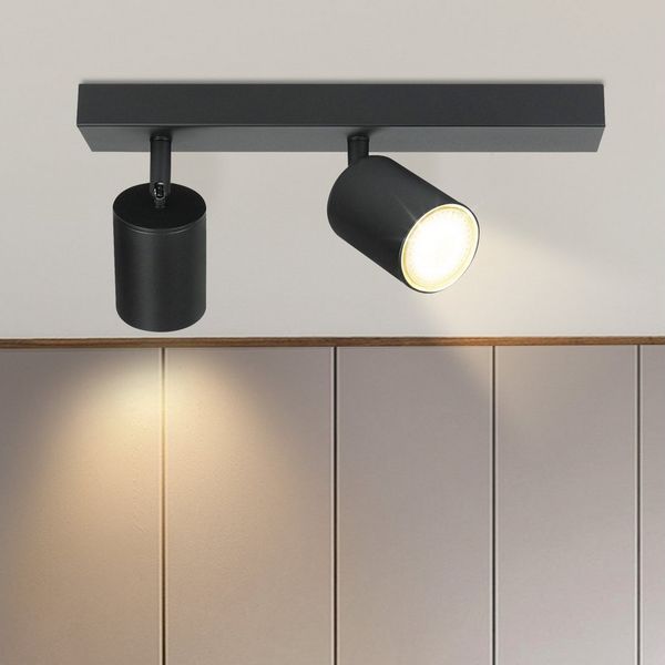 Nettlife Deckenstrahler Modern Schwarz GU10 Rechteckig 4flammig 25 W, Schwenkbar 350°, LED wechselbar, Schlafzimmer Küche Flur