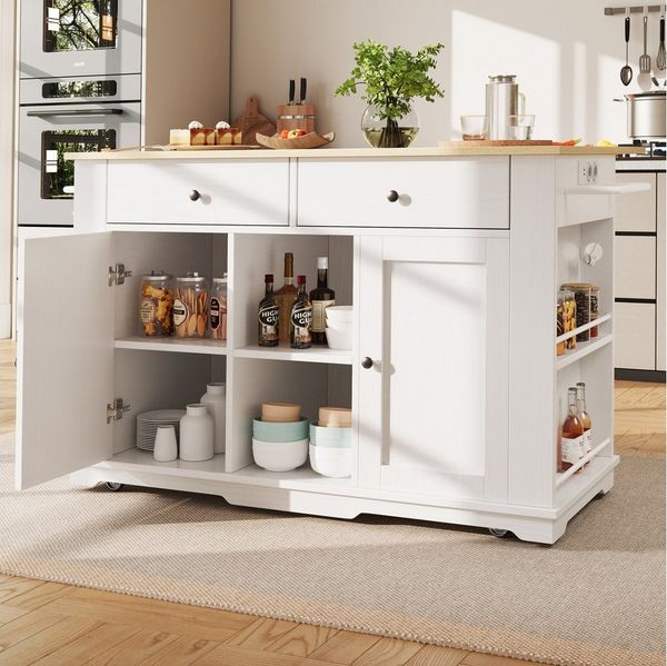 Celya Küchenwagen Kücheninsel, mit Steckdosenleiste ausgestattet, küchenwagen mit rollen, (buffetschrank, Speisewagen mit Holzmaserung, buffetschrank), Servierwagen mit arbeitsplatte