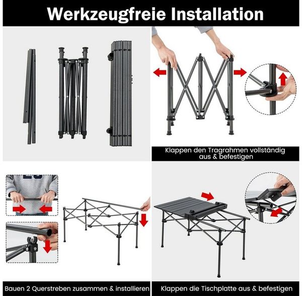 COSTWAY Campingtisch Klapptisch, mit Aluminium-Tischplatte