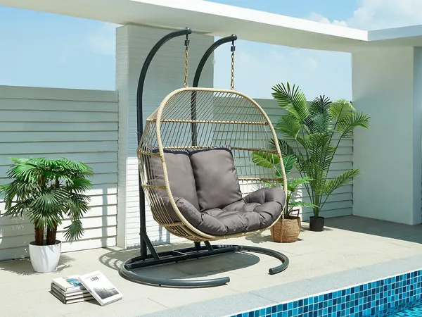 Vente-unique - LISSANDRA Leisure furniture for garden HarzMetall GrauBeige - B 106 cm x H 194 cm x L 150 cm