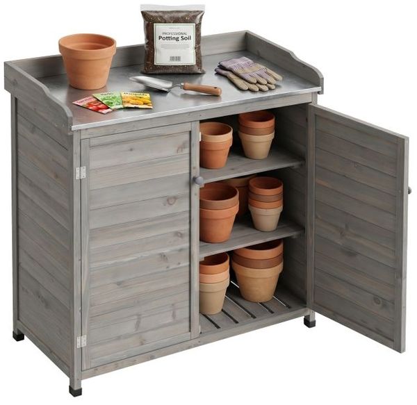 Relaxdays Pflanztisch mit Unterschrank